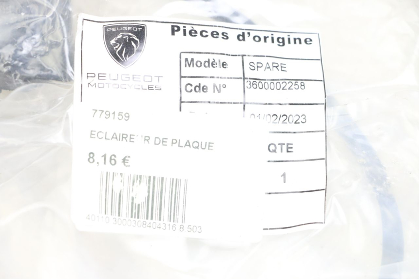 photo de LICENSE PLATE LIGHT PEUGEOT KISBEE 4T 50 (2018 - 2022)